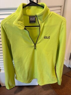 Jack Wolfskin Bright Yellow-Green Half-Zip Fleece Pullover